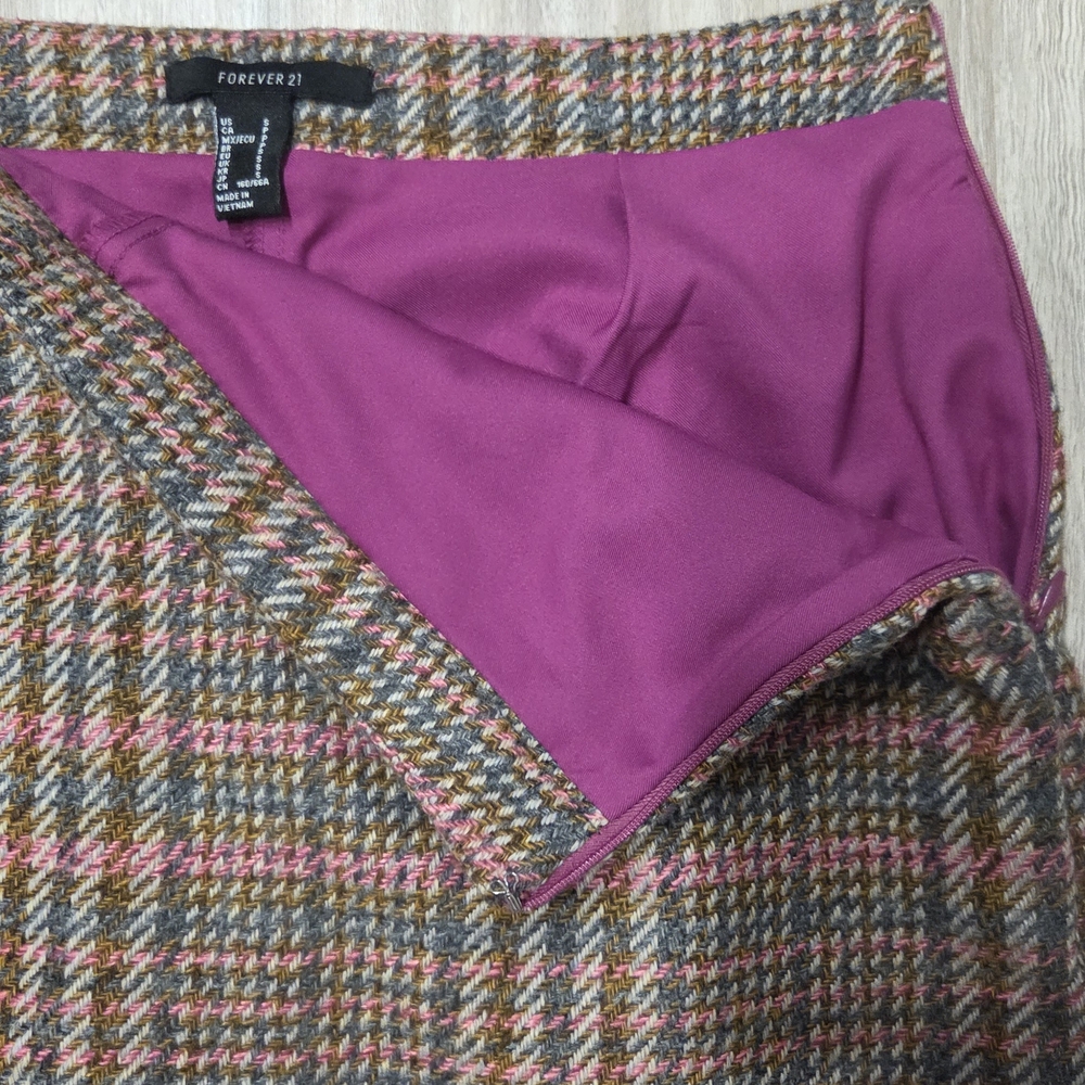 Forever 21 Plaid Skirt with Pink Lining